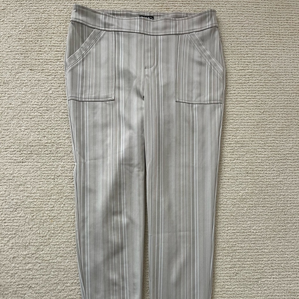 Tan with Gray Striped Fitted Pants